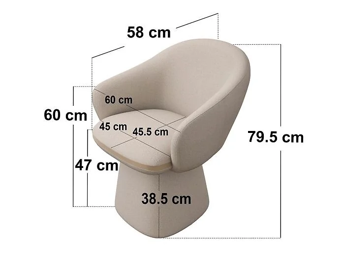 SOLACE+CO Sylvia Beige upholstered dining chair with curved backrest