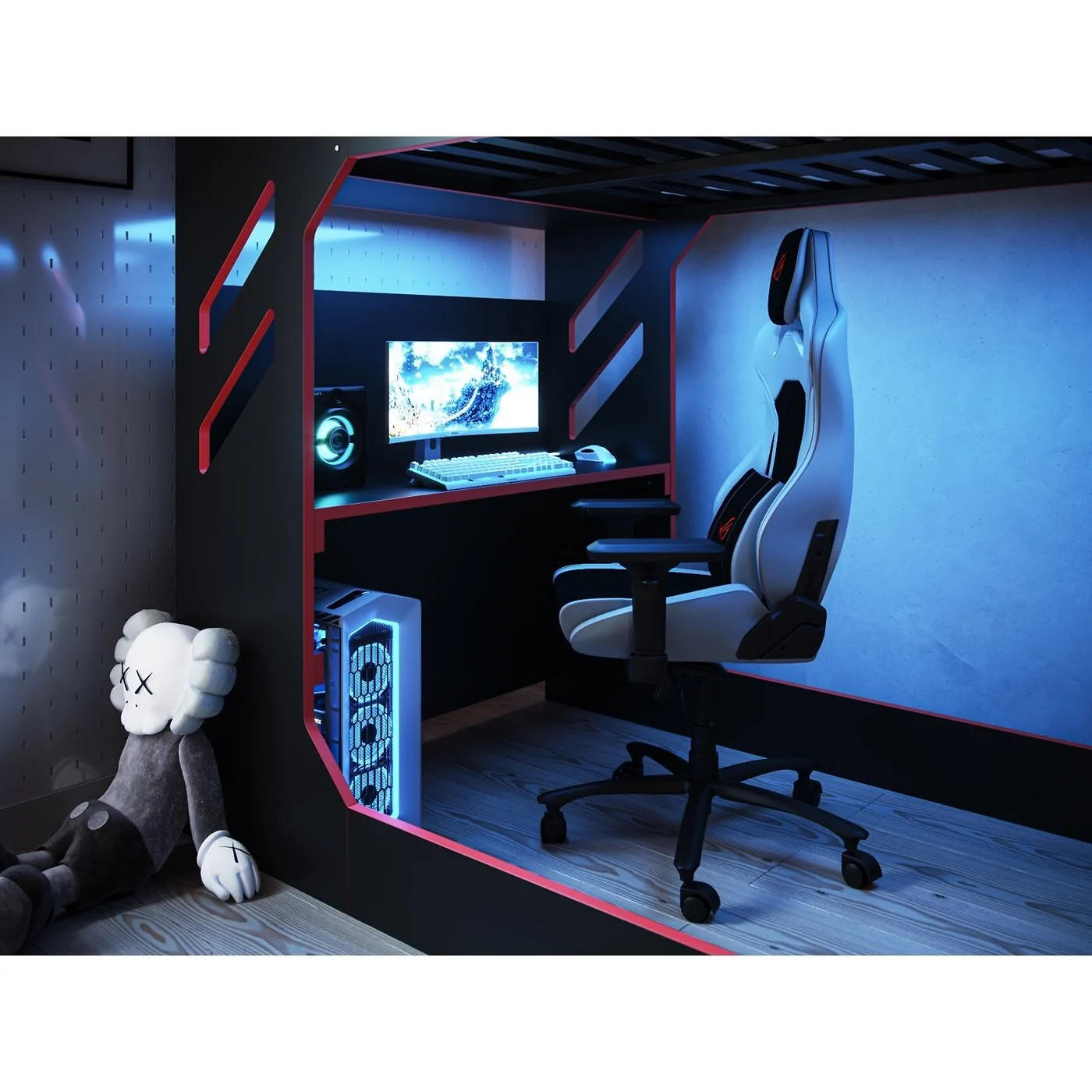 Recoil Shuttle LED Gaming High Sleeper Bed Small Double Black image 5