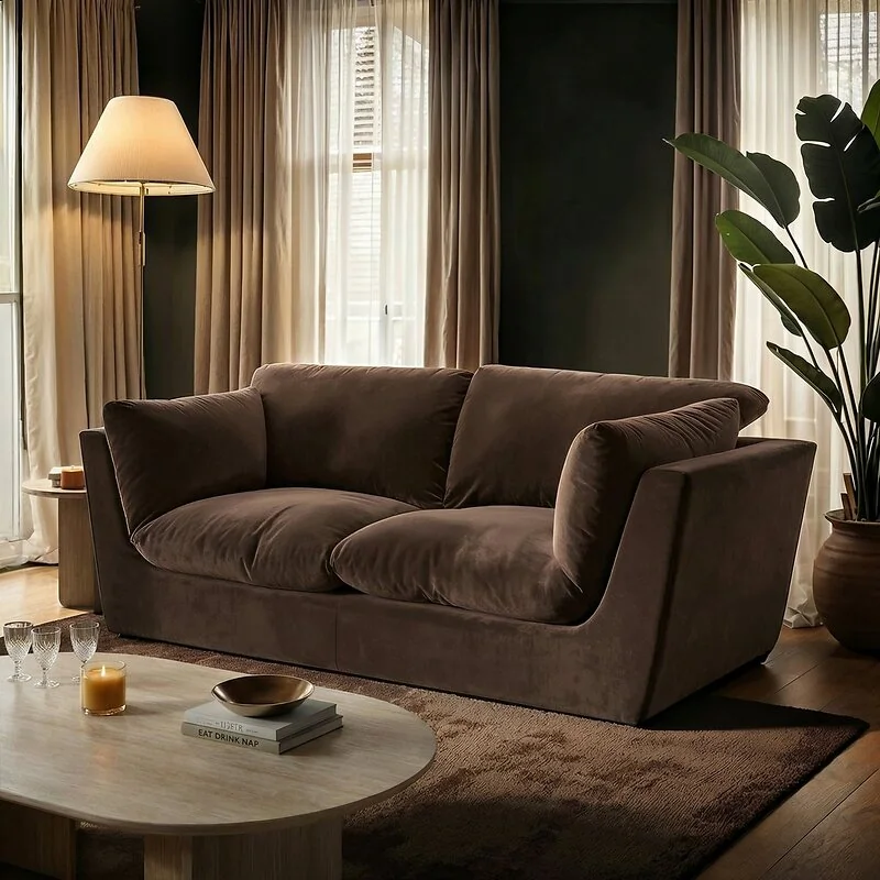 SOLACE+CO Orson 3 Seater Sofa Brown Velvet image 2