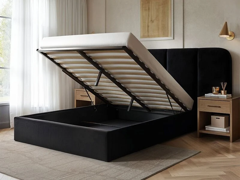 SOLACE+CO Sienna Hotel Ottoman Bed Black Velvet – view 2