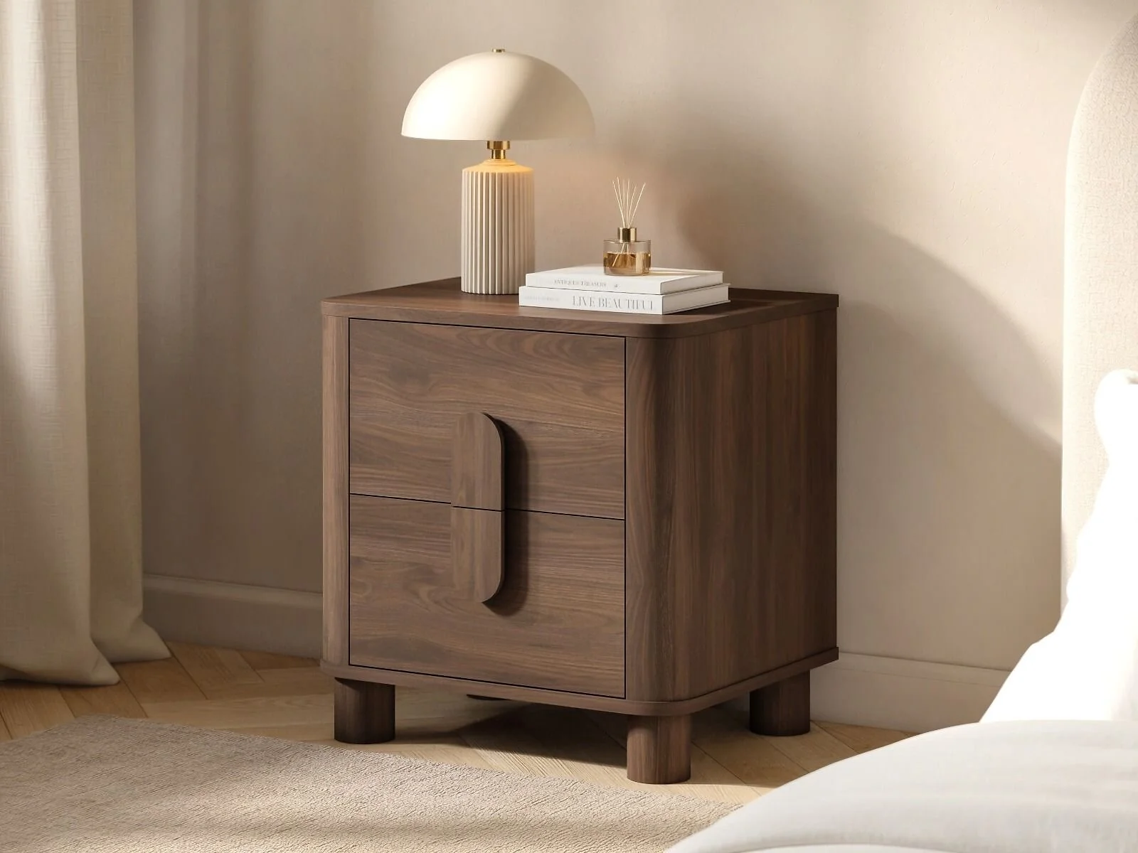 SOLACE+CO Remington Curved 2 Drawer Bedside Table – view 3