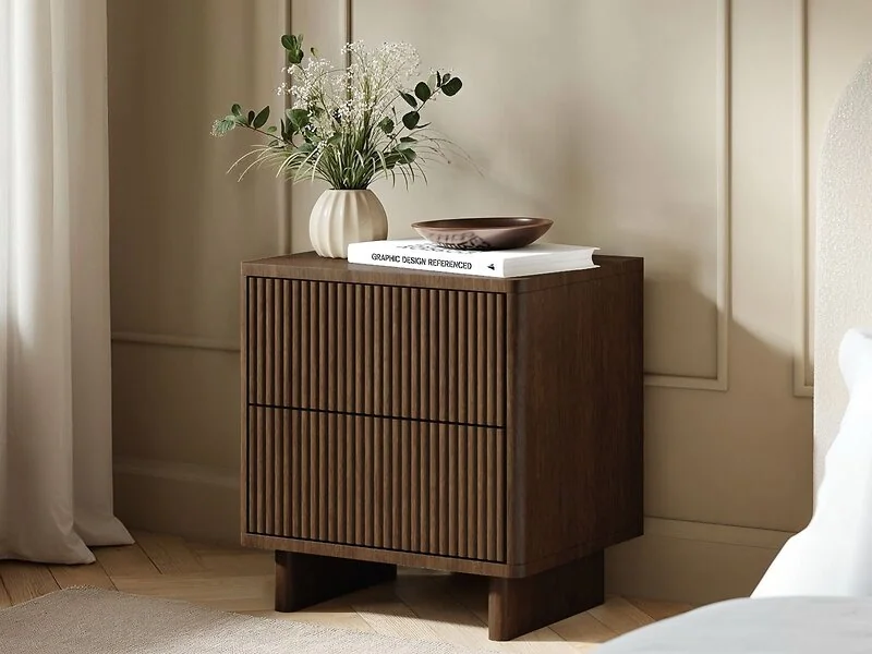 SOLACE+CO Velmor 2 Drawer Ribbed Bedside Tables Set of 2 – view 6