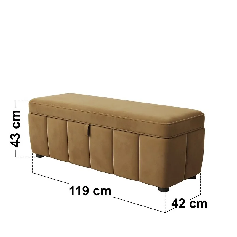 SOLACE+CO Emilie Ottoman Blanket Box Caramel Velvet image 4