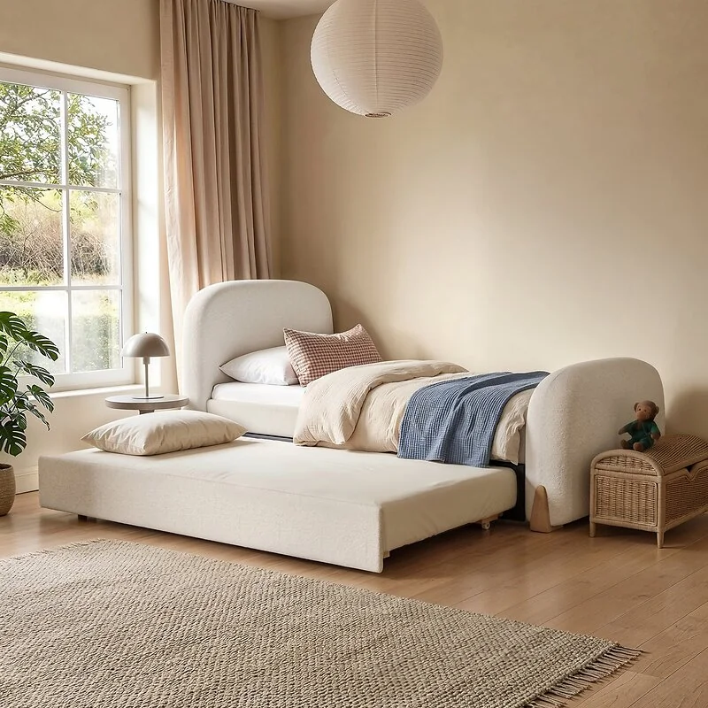 Flair Ines Single Bed with Trundle Cream Boucle image 2