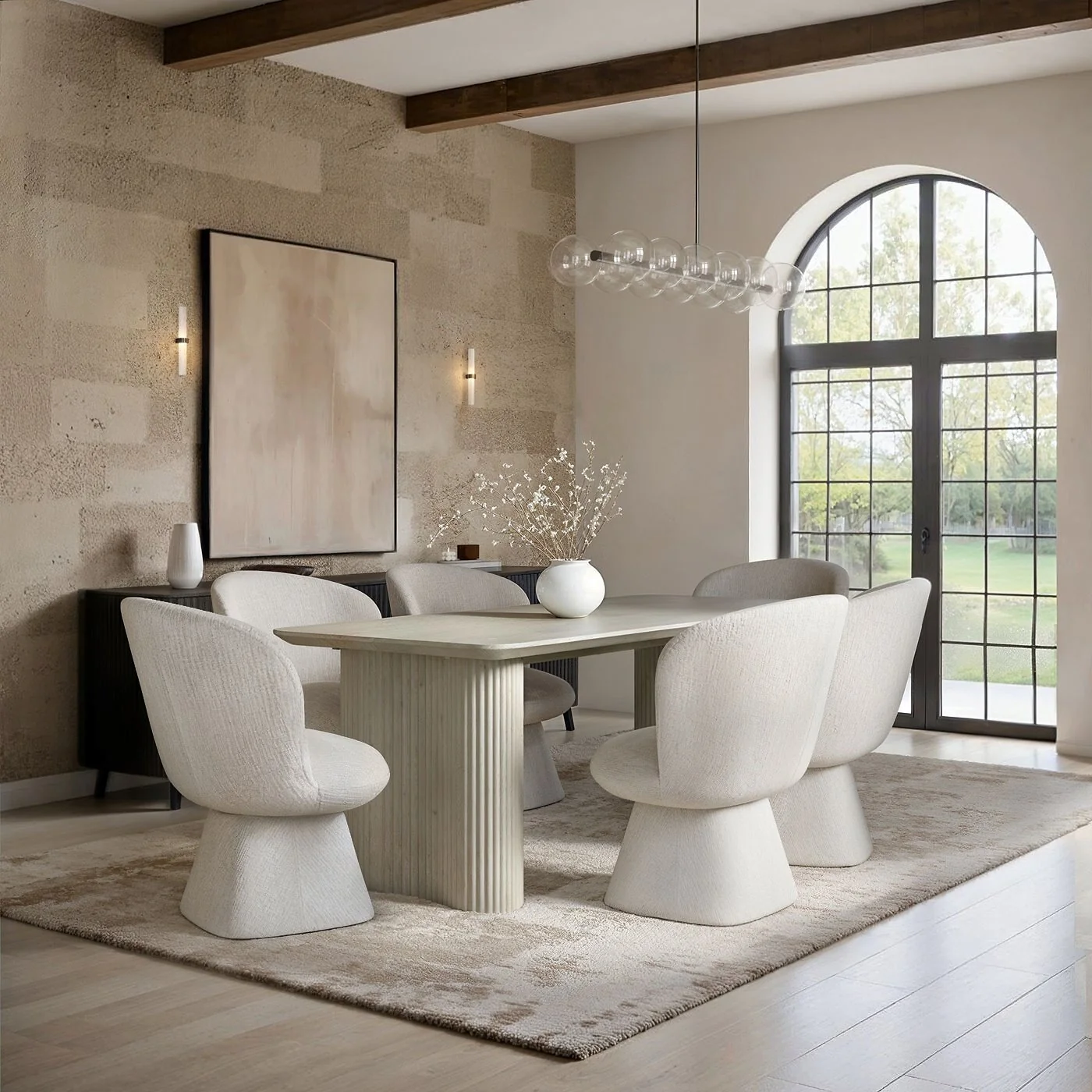 SOLACE+CO Zoya Dining Table with Aiko Chairs Set