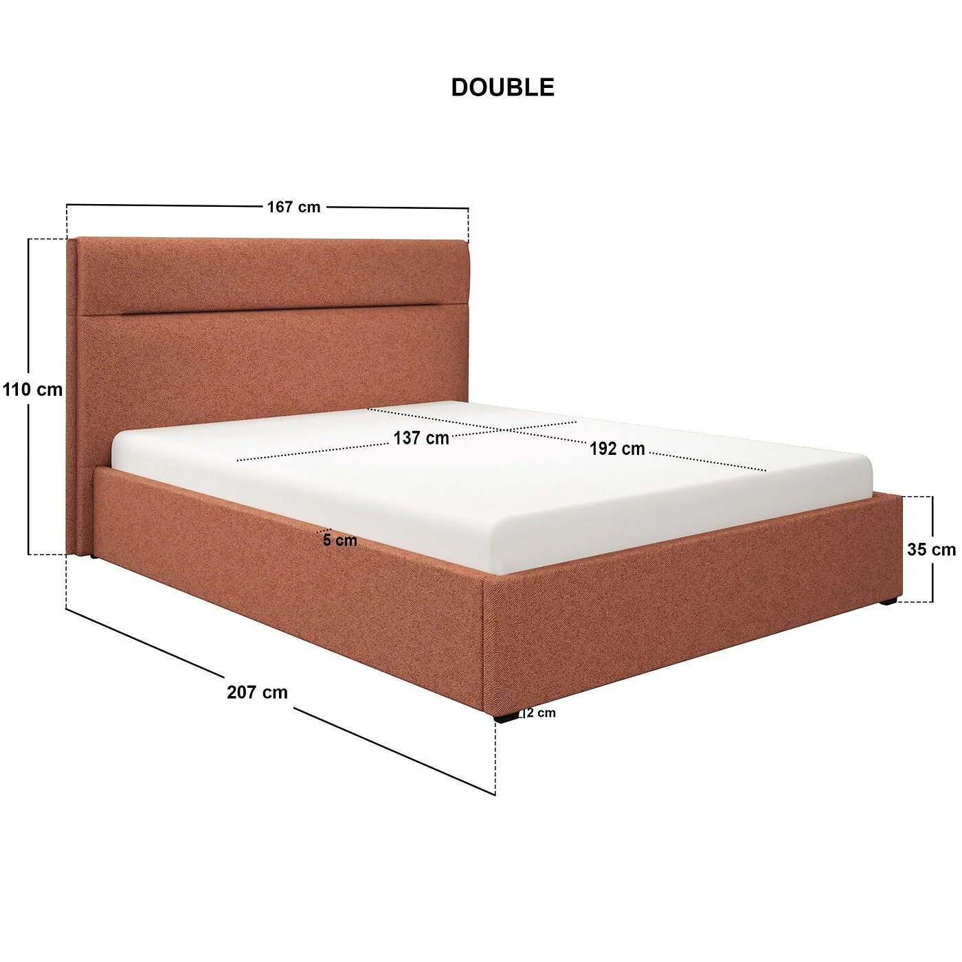 SOLACE+CO Nela Ottoman Bed Woven Fabric Burnt Orange image 7