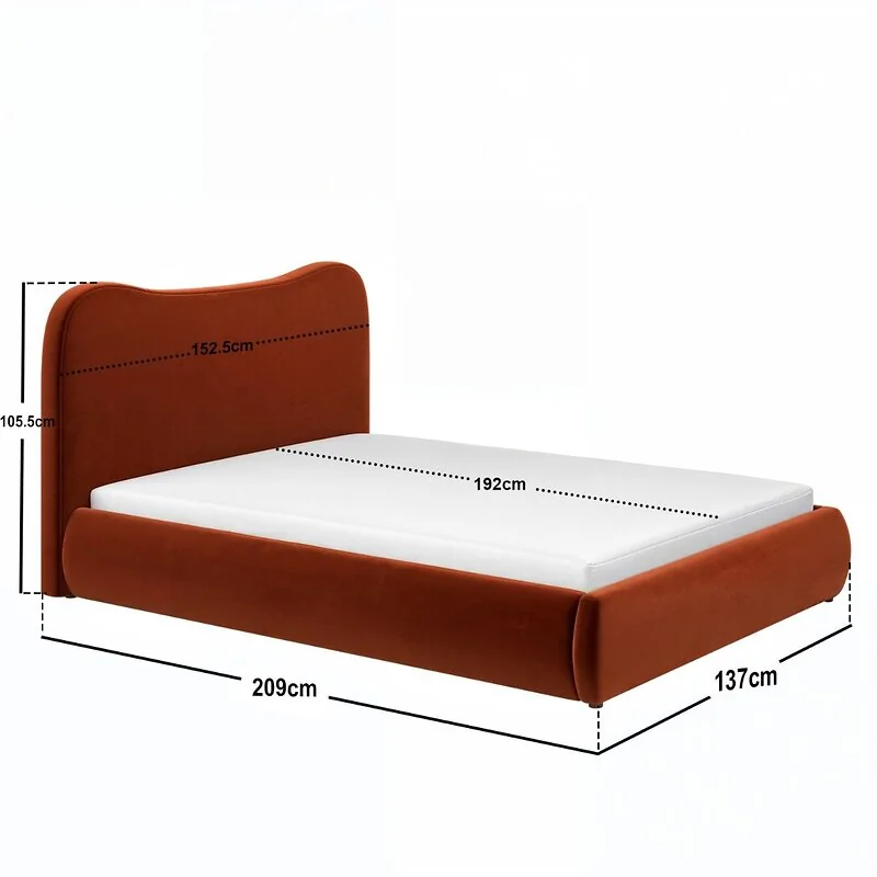 SOLACE+CO Ember Ottoman Bed Orange Velvet – view 6