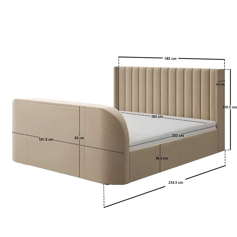 Flair Fallon TV Side Lift Ottoman Bed Beige Velvet image 8