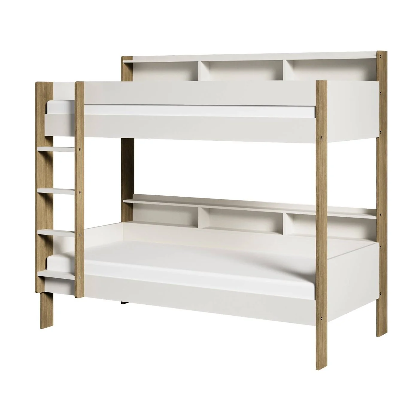 Noomi Bodie Bunk Bed with Shelves White Solid Wood (FSC-Certified) image 8