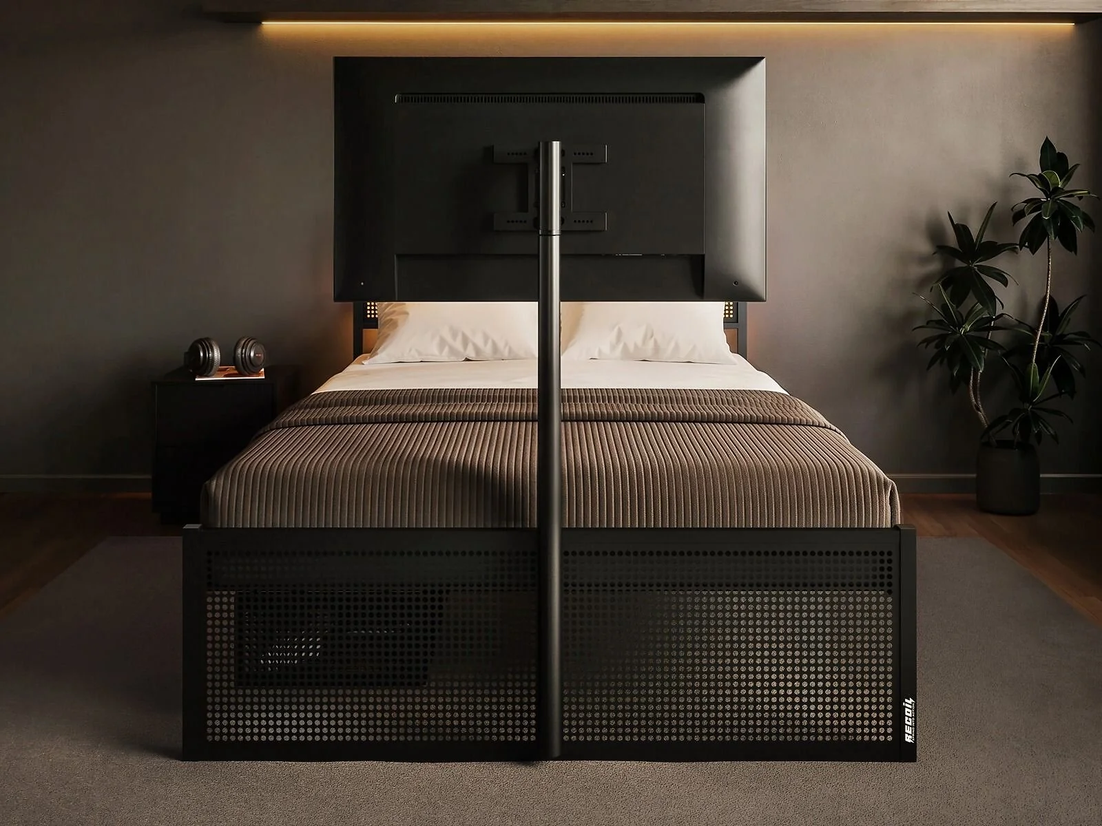 Recoil Kage Metal TV Bed with Storage & LED Black – view 3