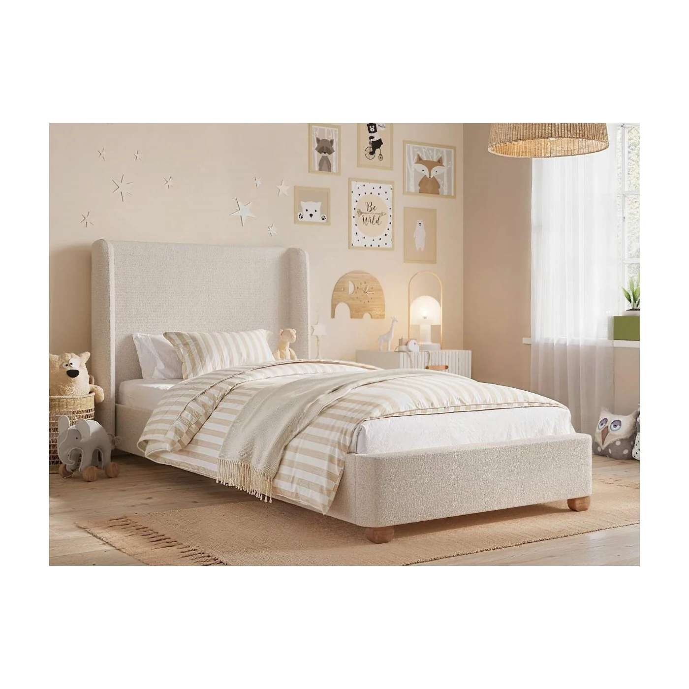 Flair Alma Single Upholstered Bed with Winged Headboard image 6