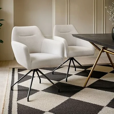 SOLACE+CO Isla Swivel Fabric Dining Chair Set of 2