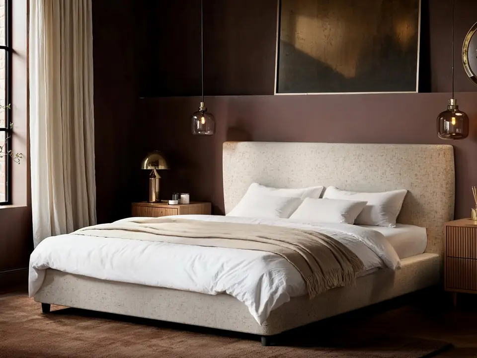 Luciana upholstered bed in a bedroom setting