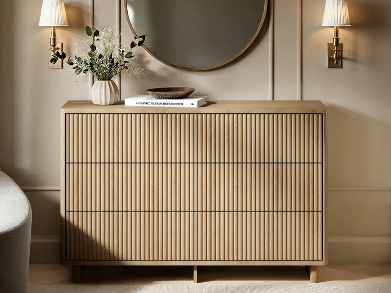 SOLACE+CO Velmor ribbed chest of drawers in oak