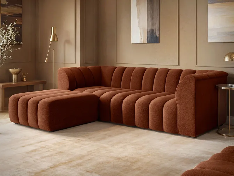 SOLACE+CO Halle channel tufted sofa in burnt orange chenille